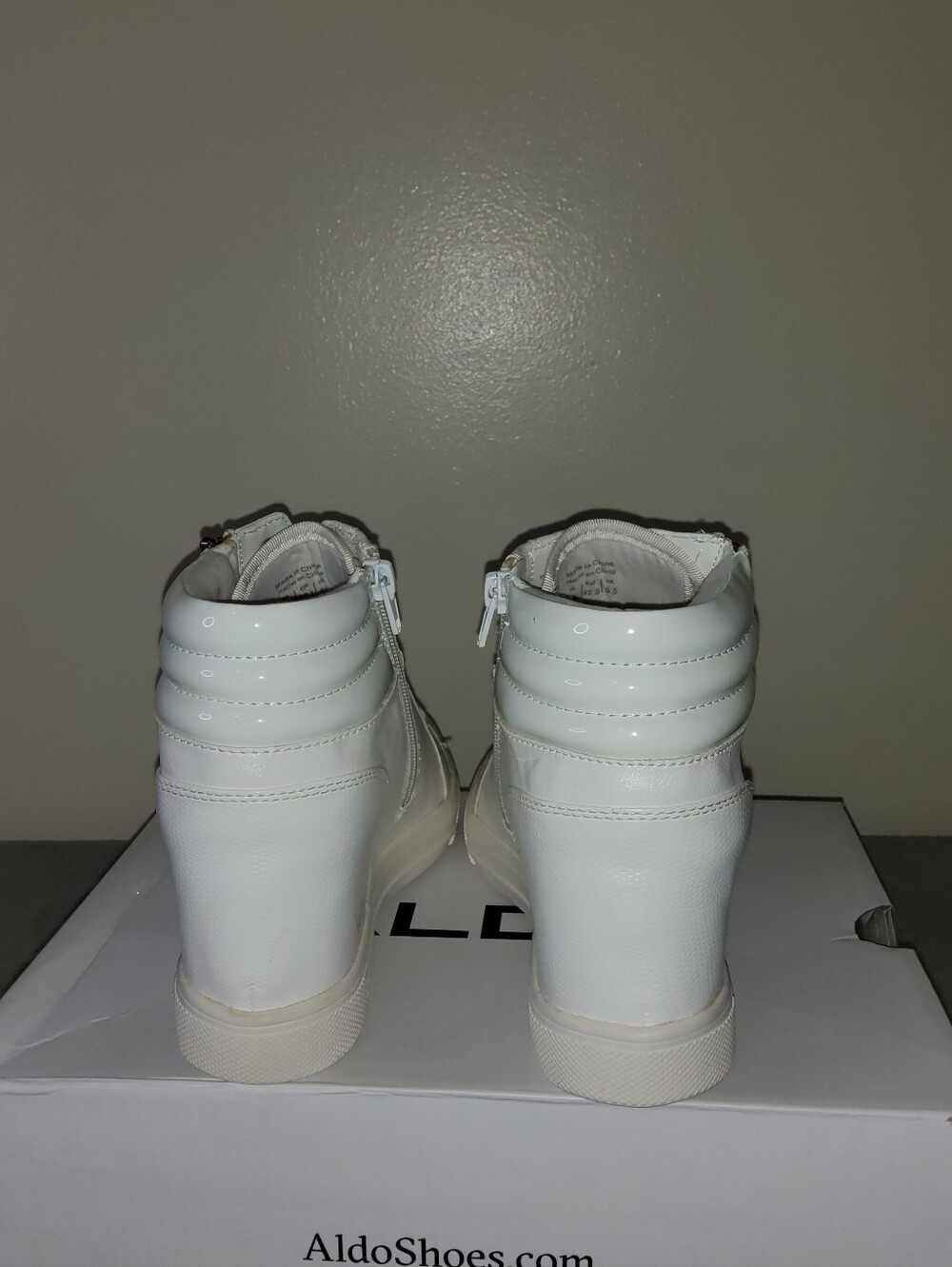 * Aldo Women's Kaia Hidden Wedge Zipper Fashion Sneakers White Size 11 - Picture 7 of 12